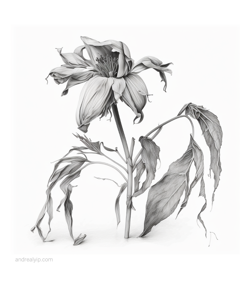 Illustration of a wilted flower